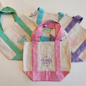 FULL SET Mini Trader Joe's Canvas Tote Bag Pastels